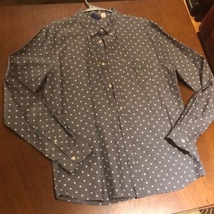 Divided polka dot button down NWOT